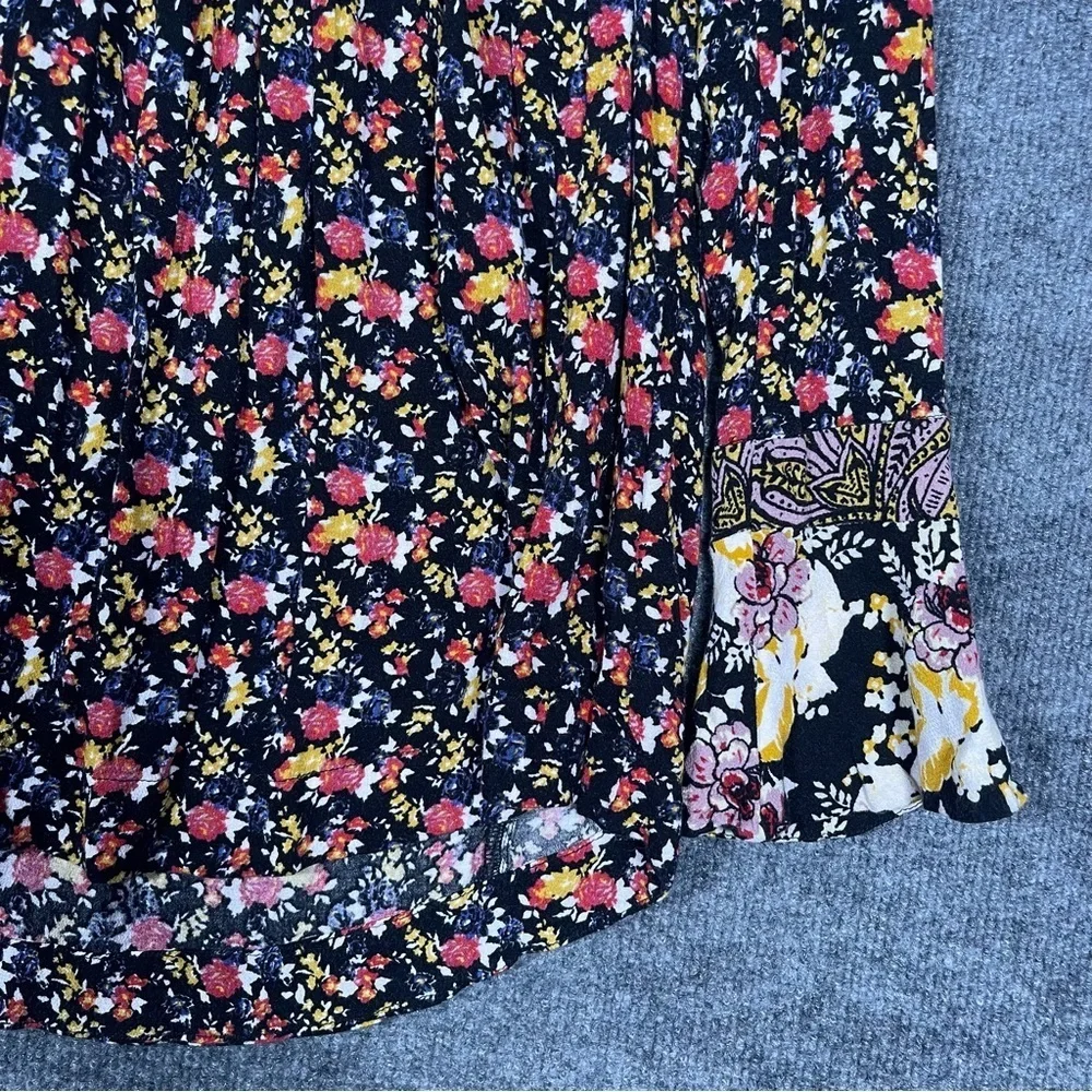 Free People Women’s XS Wildflower Fields Floral Boho Bell Sleeve Long Sleeve Top